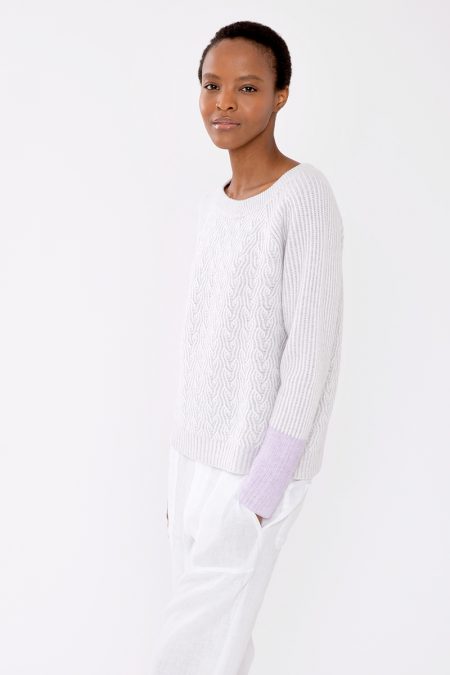 Kinross Cashmere Plaited Color Play Pullover