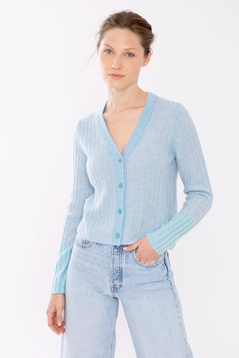 Kinross Cashmere Plaited Vee Cardigan