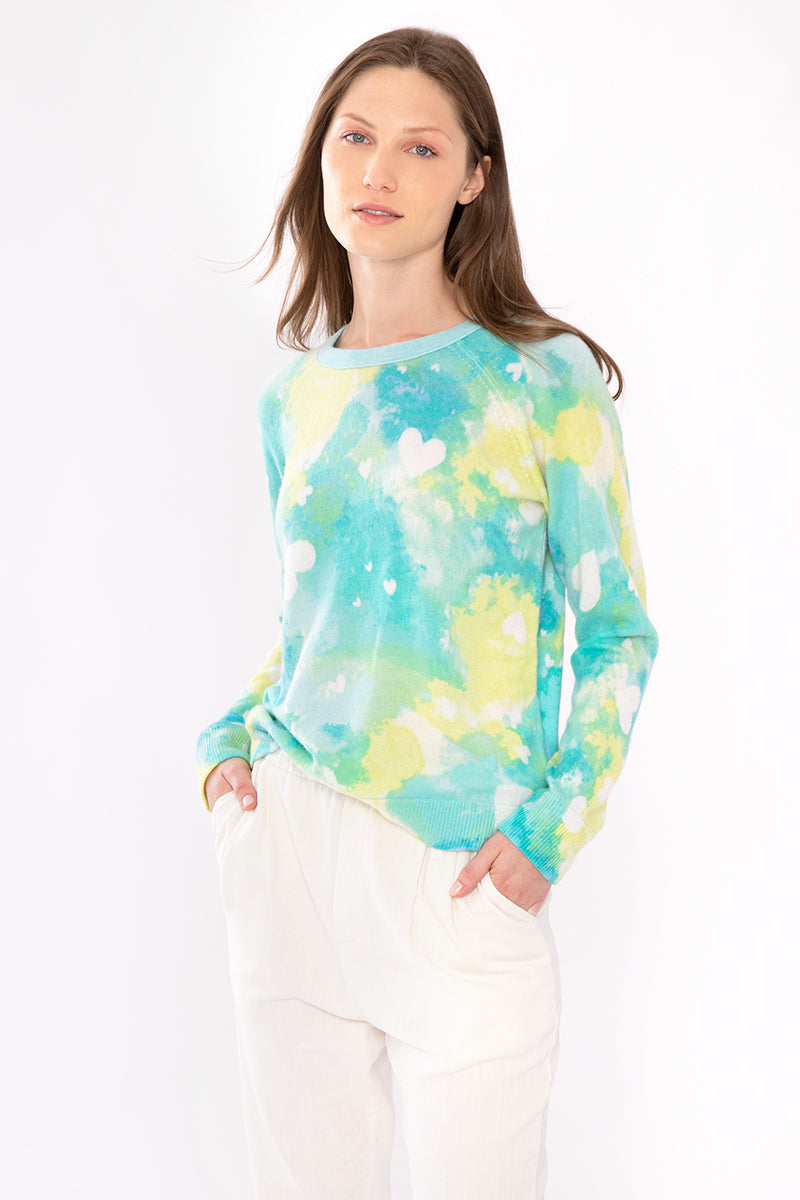Kinross Cashmere Dreamy Hearts Pullover