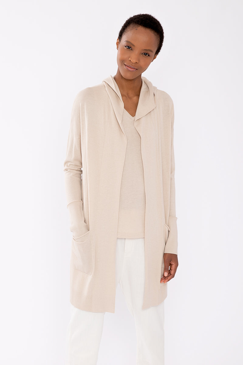 Kinross Cashmere Hooded Drape Cardigan