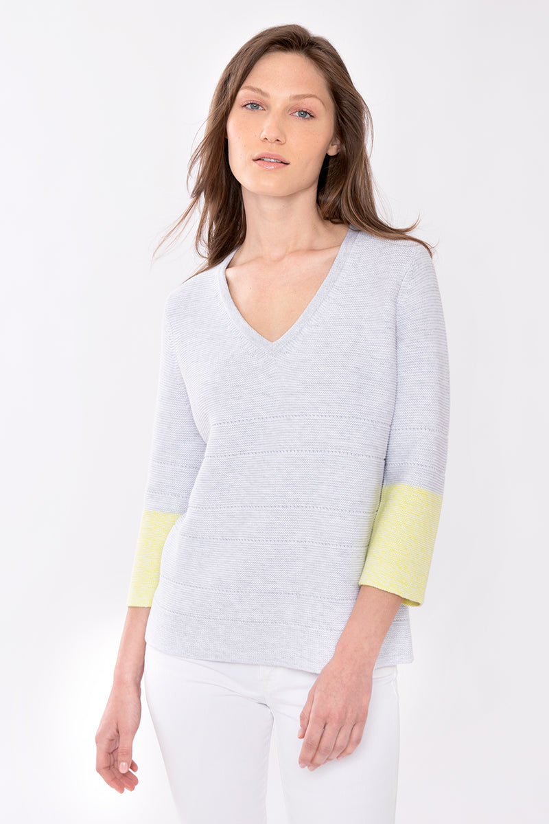 Kinross Cashmere Marled Cuff Vee