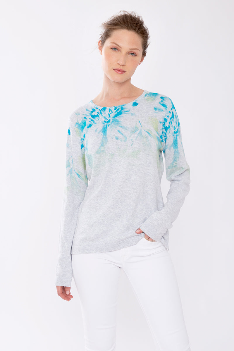 Kinross Cashmere Island Floral Crew