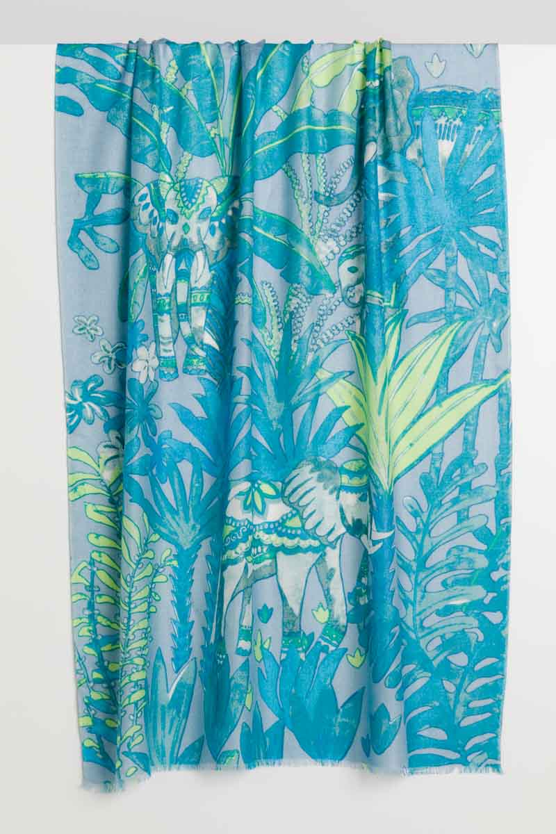 Kinross Cashmere Elephant Print Scarf