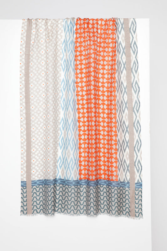 Kinross Cashmere Island Geo Print Scarf