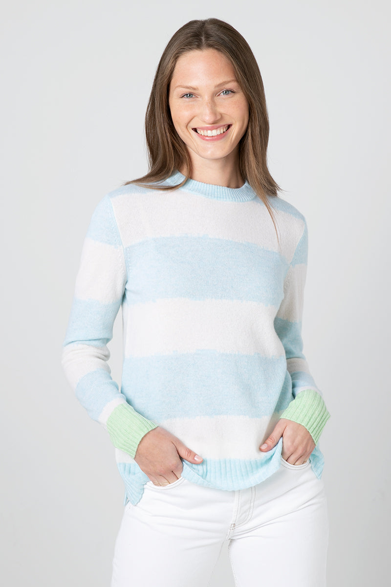 Kinross Cashmere Intarsia Stripe Pullover