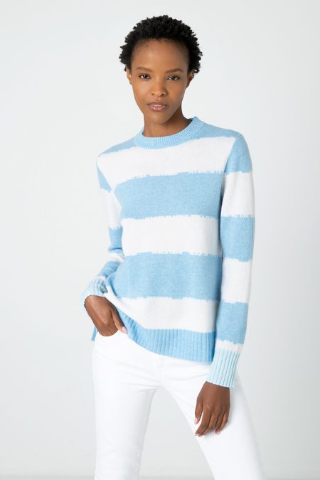 Kinross Cashmere Intarsia Stripe Pullover