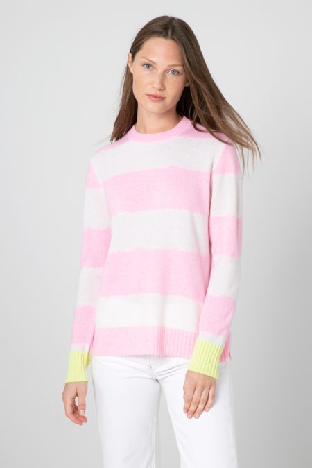 Kinross Cashmere Intarsia Stripe Pullover