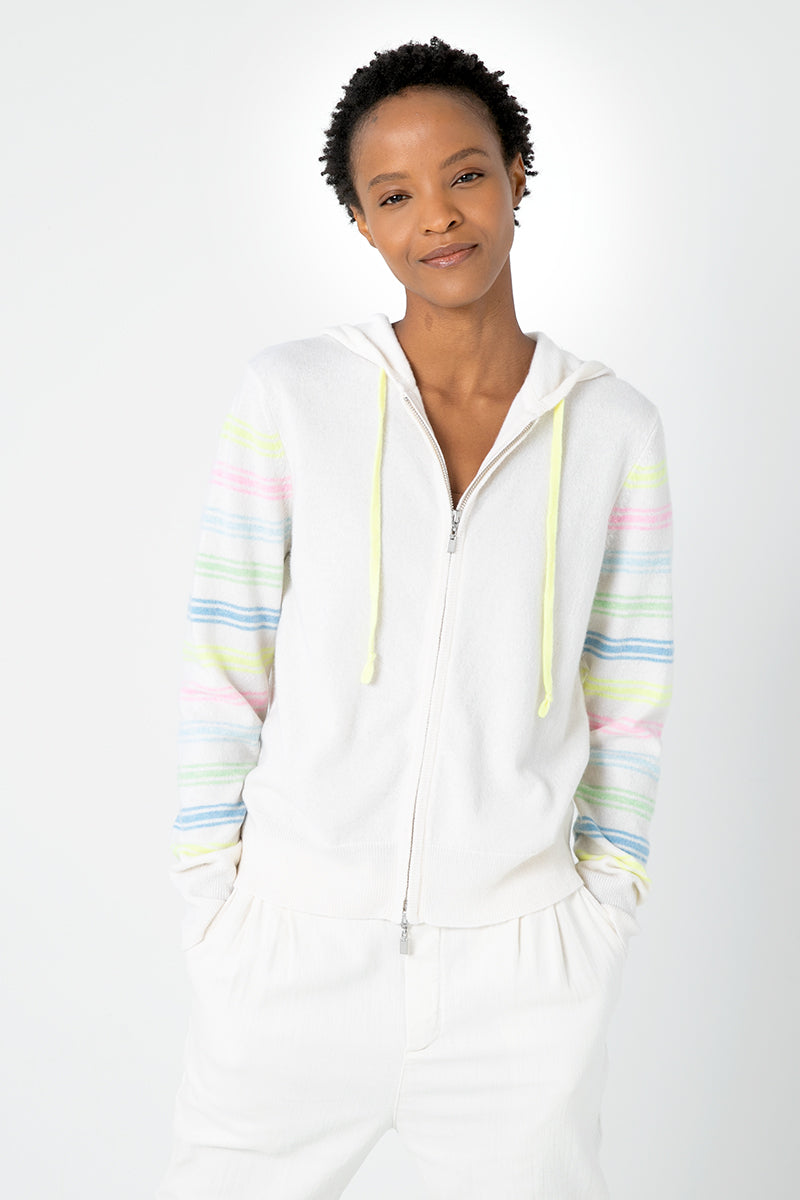 Kinross Cashmere Stripe SLV Zip Hoodie