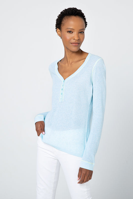 Kinross Cashmere Coverstitch Henley