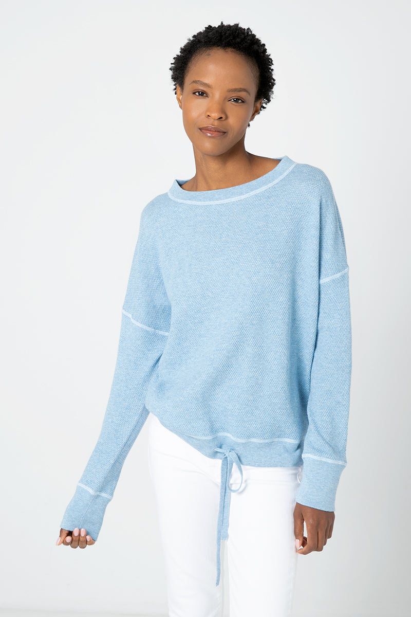 Kinross Cashmere Coverstitch Drawstring Pullover