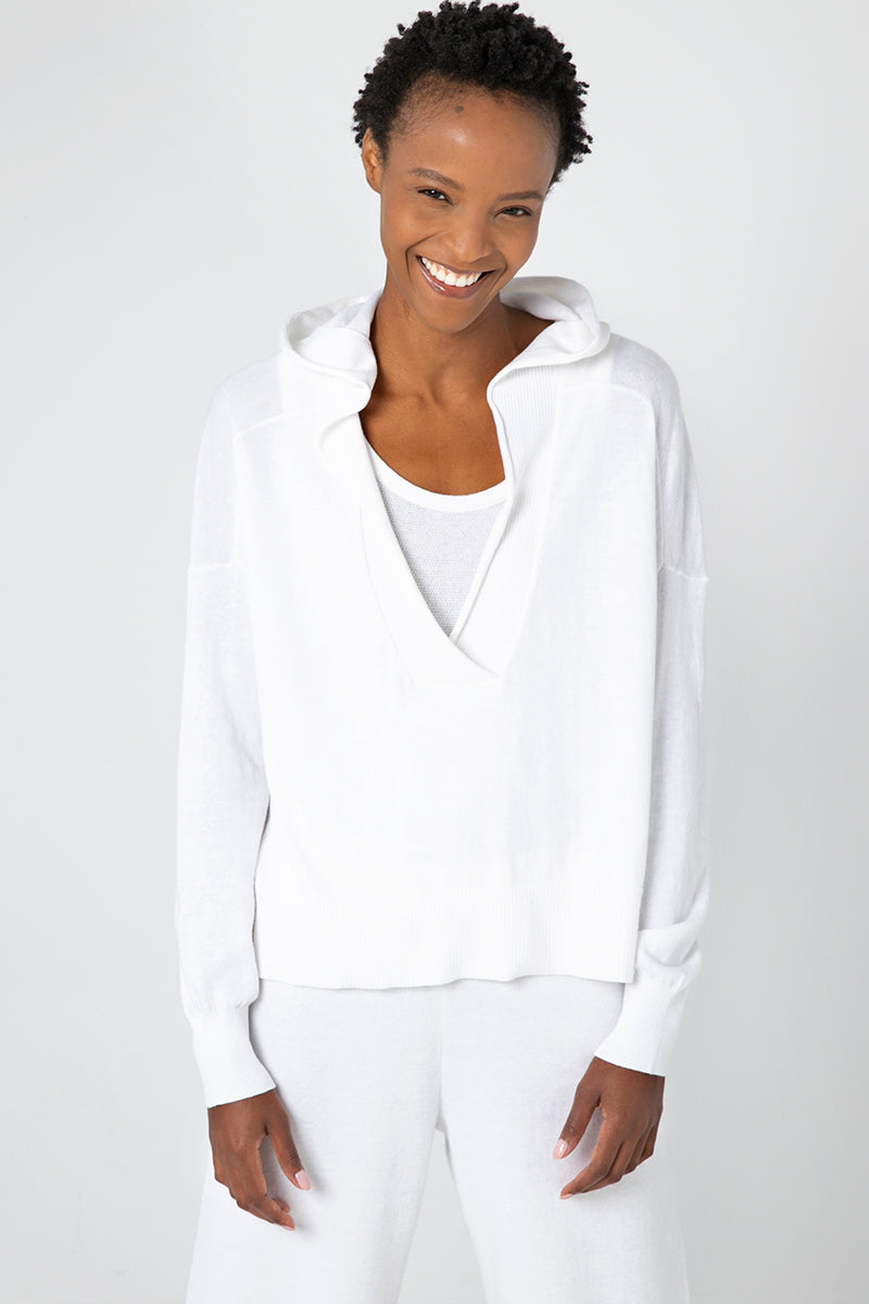 Kinross Cashmere Crop Crossover Hoodie