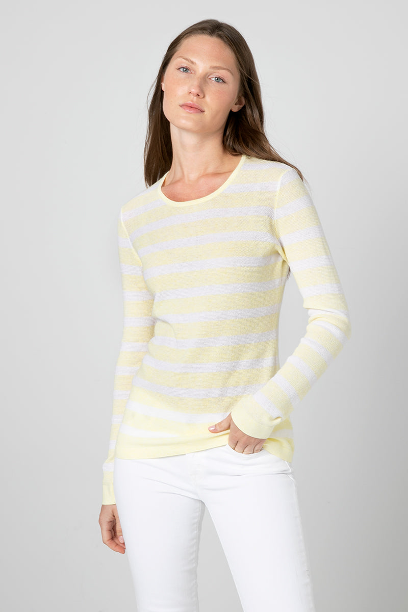 Kinross Cashmere Thermal Stripe Crew