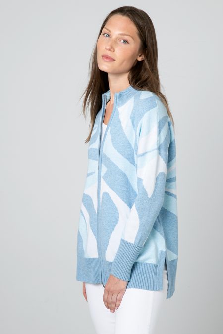 Kinross Cashmere Paros Zip Mock Cardigan