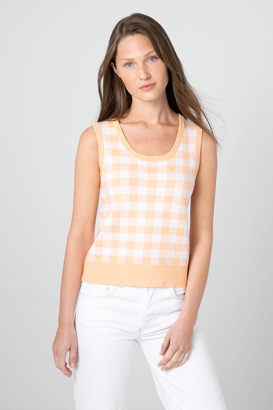 Kinross Cashmere Gingham Tank