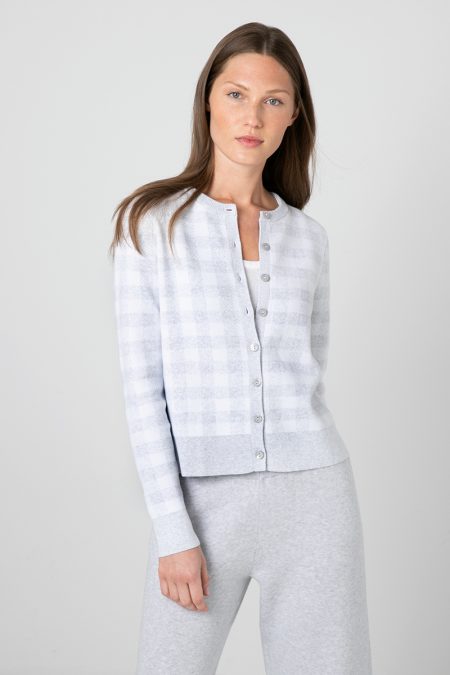 Kinross Cashmere Gingham Cardigan