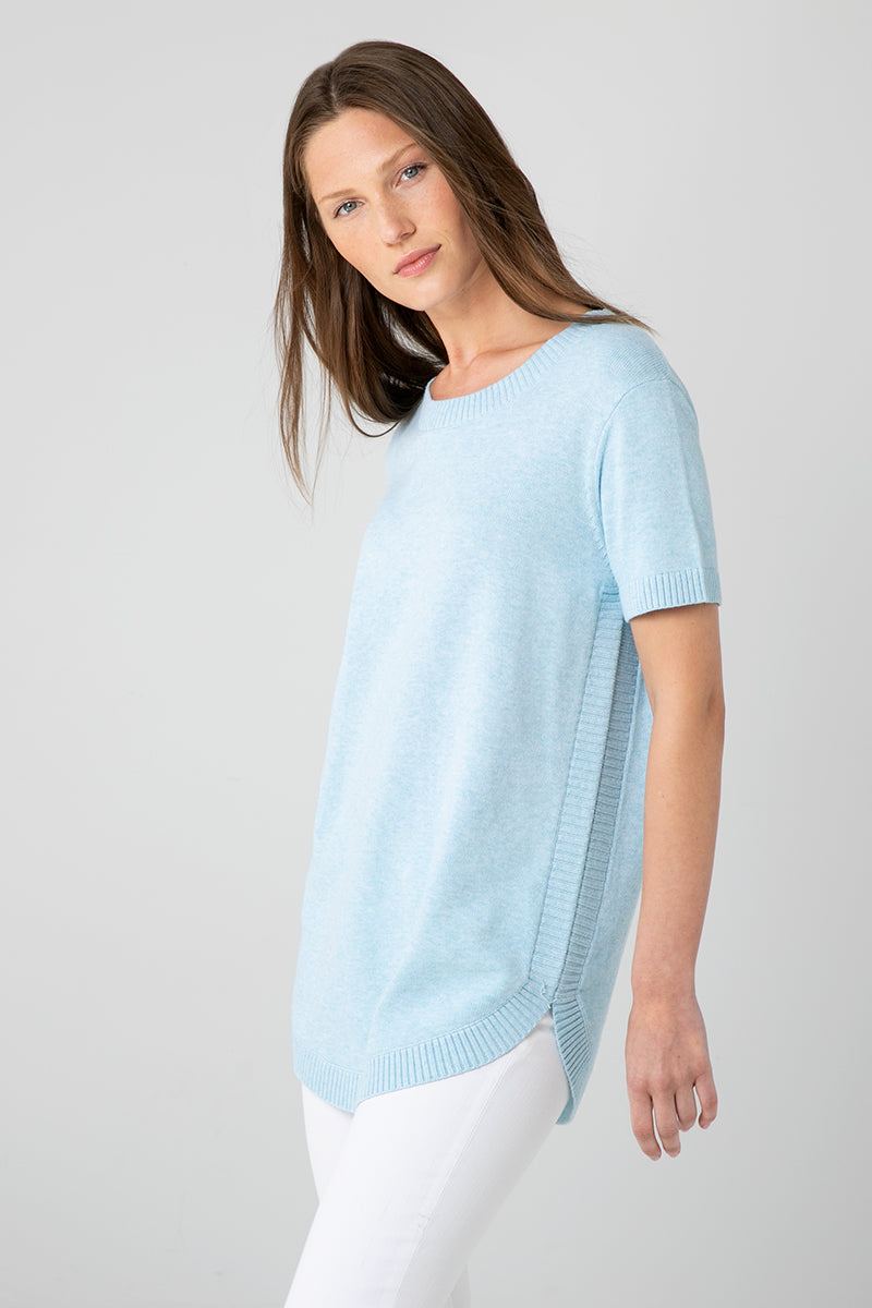 Kinross Cashmere S/S Round Hem Crew