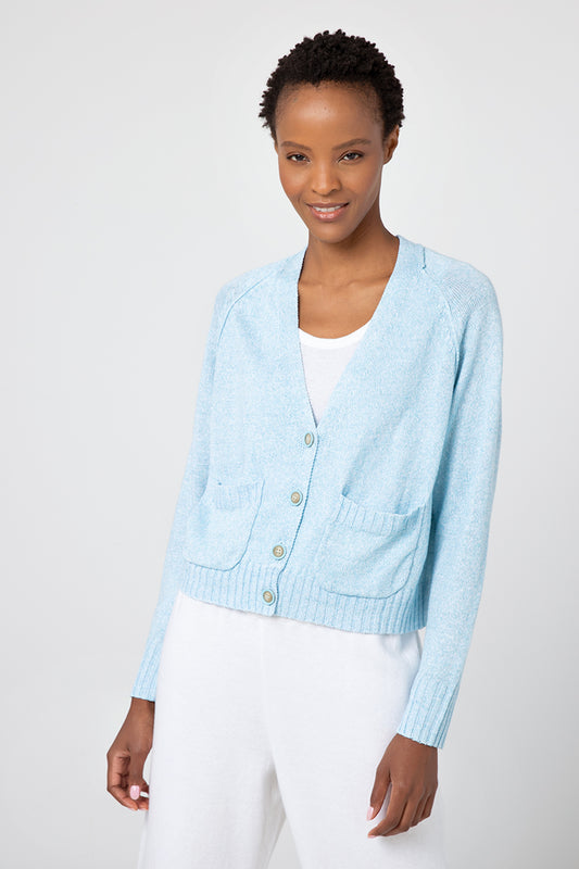 Kinross Cashmere Button Crop Cardigan