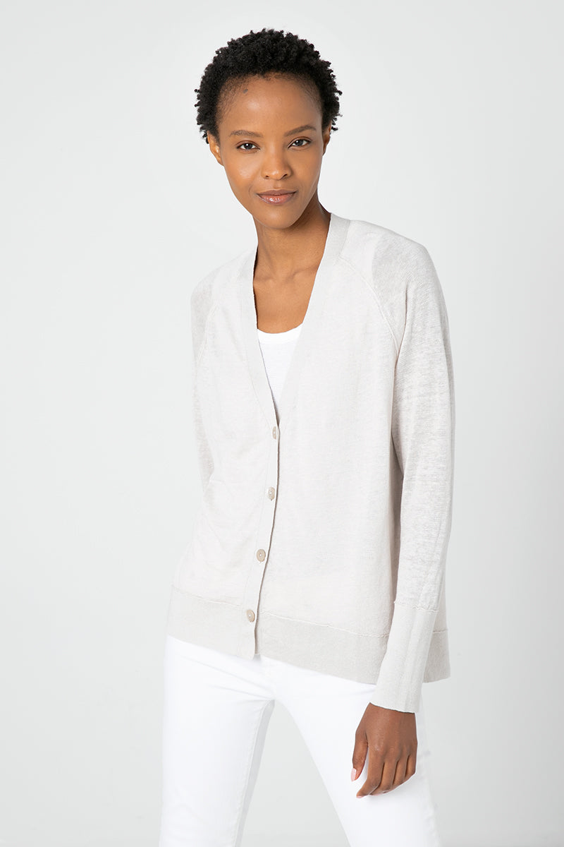 Kinross Cashmere Hi-Low Button Cardigan