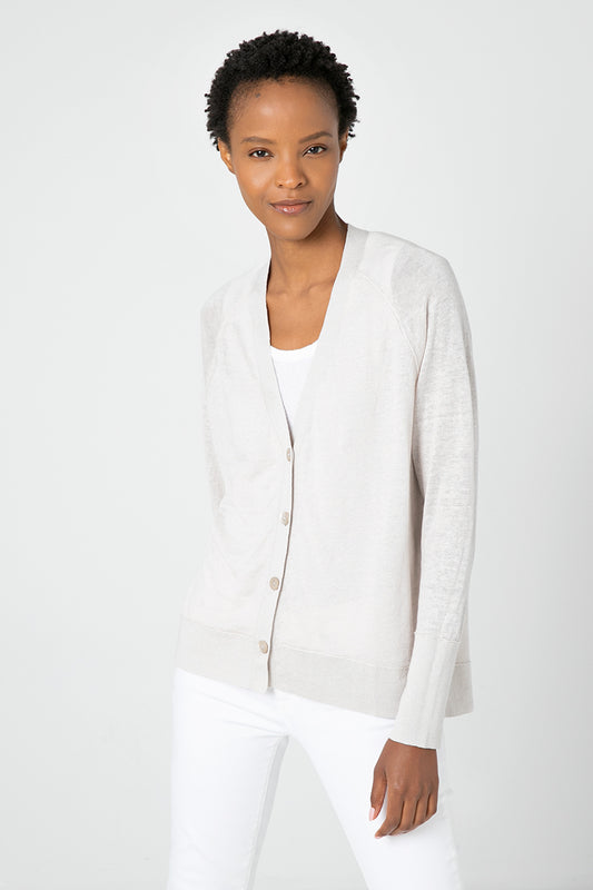 Kinross Cashmere Hi-Low Button Cardigan