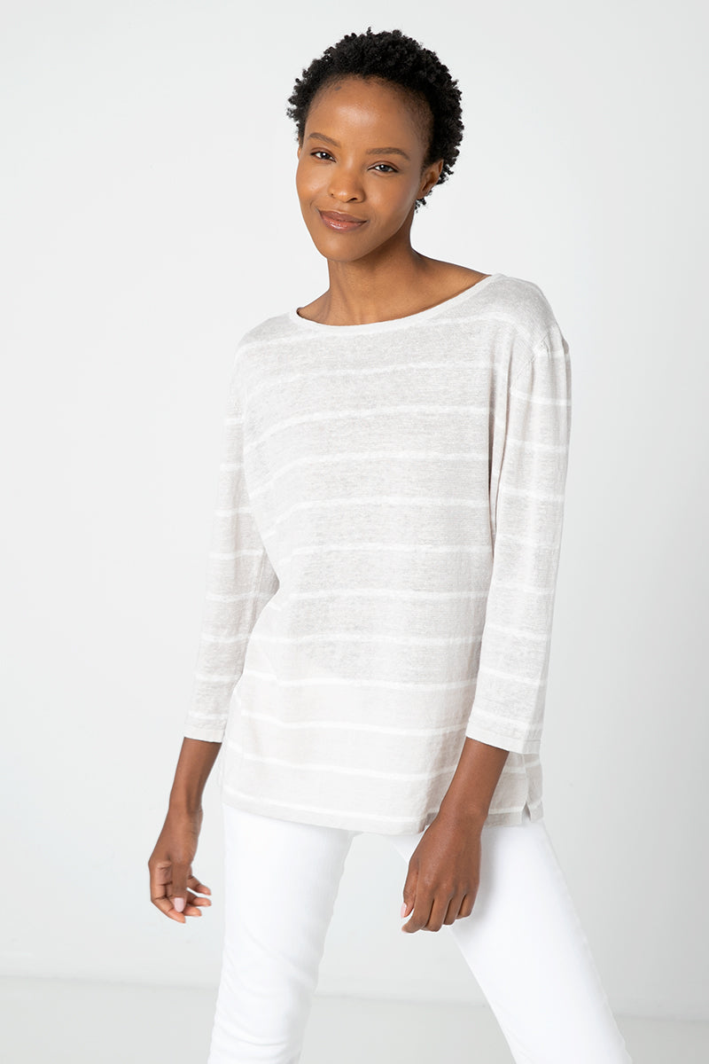 Kinross Cashmere Stripe Boatneck