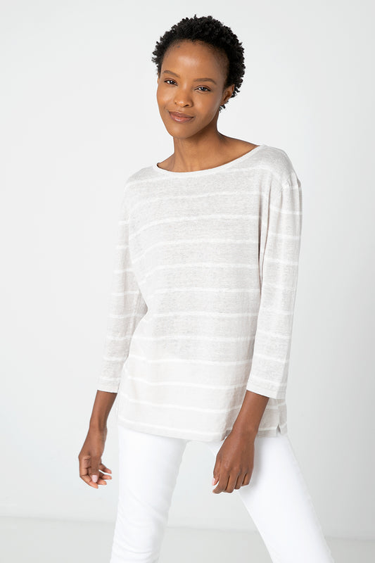 Kinross Cashmere Stripe Boatneck