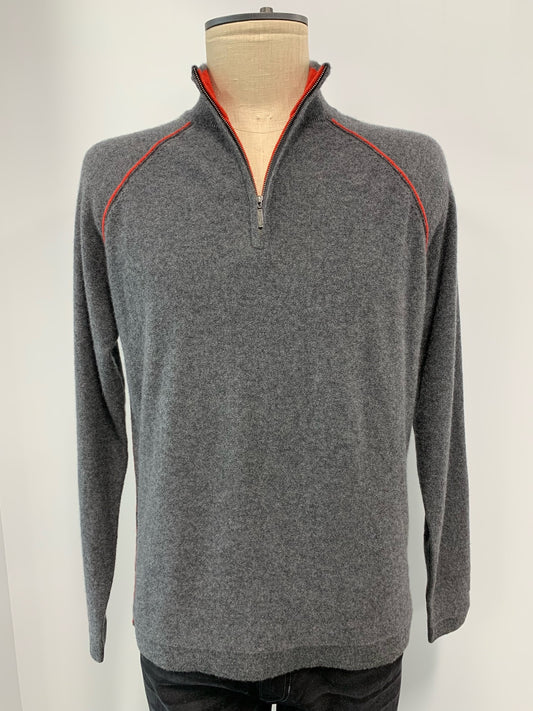 Kinross Contrast Piped Qtr Zip Mock