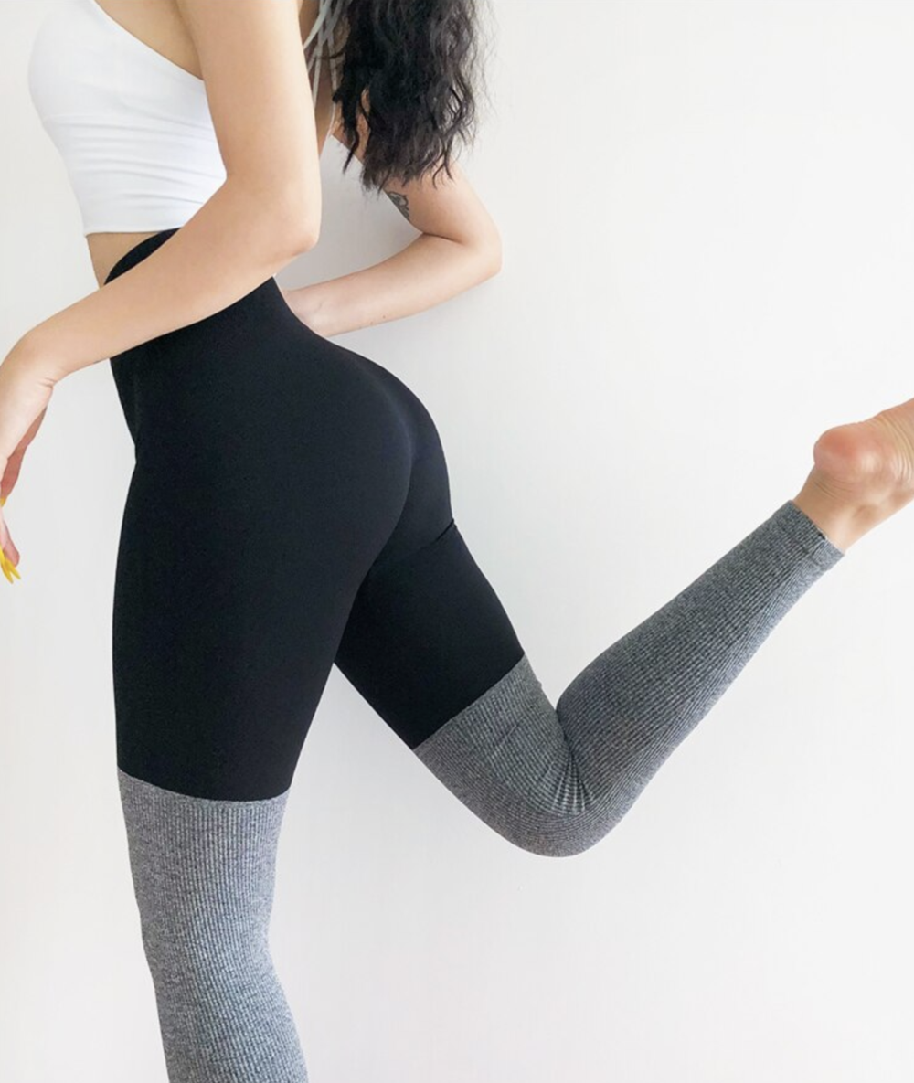 Astoria Seamless Knit Contrast Legging - Black