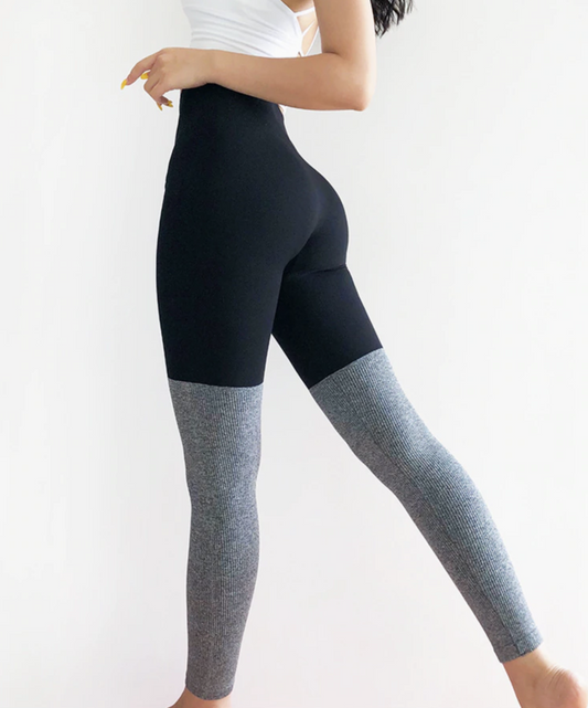 Astoria Seamless Knit Contrast Legging - Black