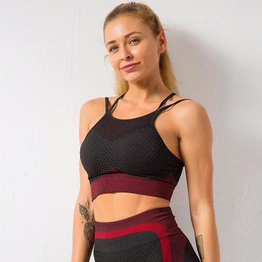 Astoria MOMENTUM Mesh Sports Crop - Ruby/Black