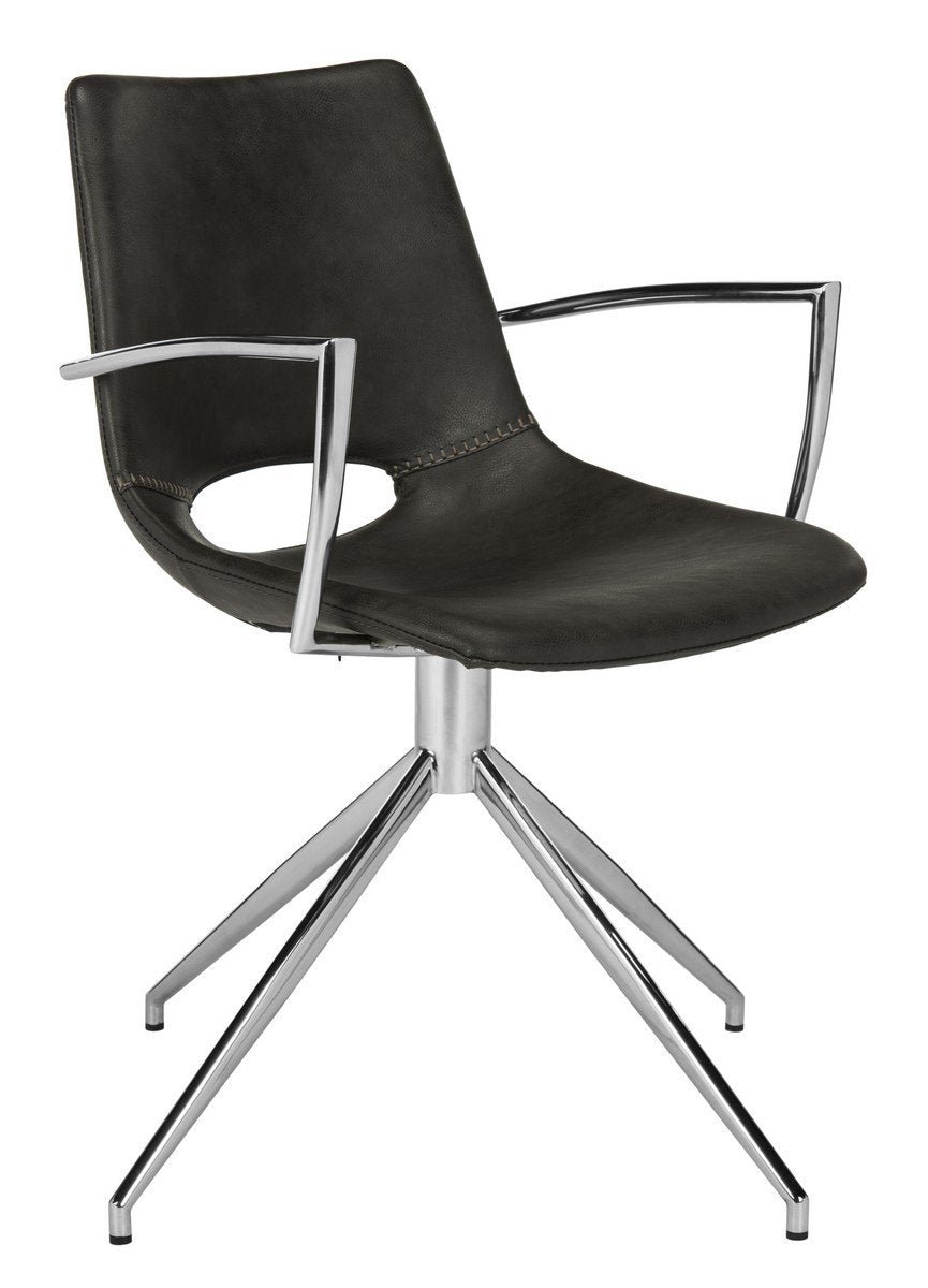 Dawn Midcentury Modern Leather Swivel Office Chair