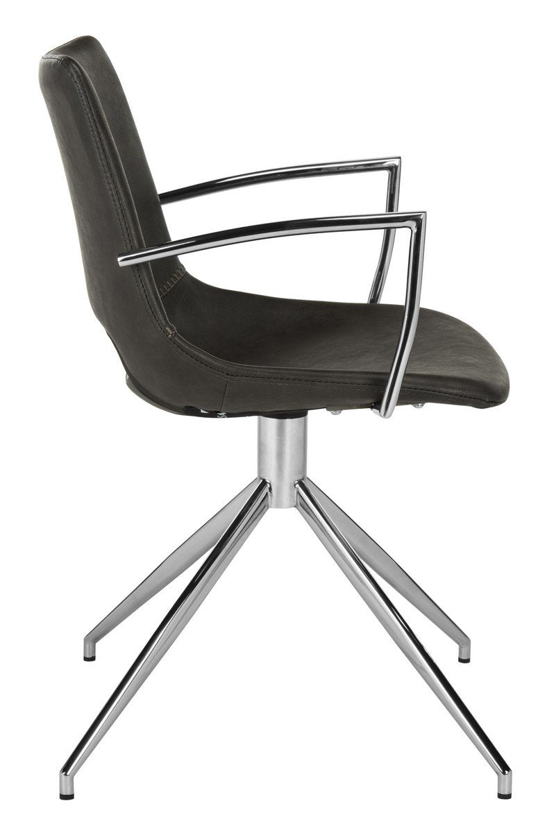 Dawn Midcentury Modern Leather Swivel Office Chair