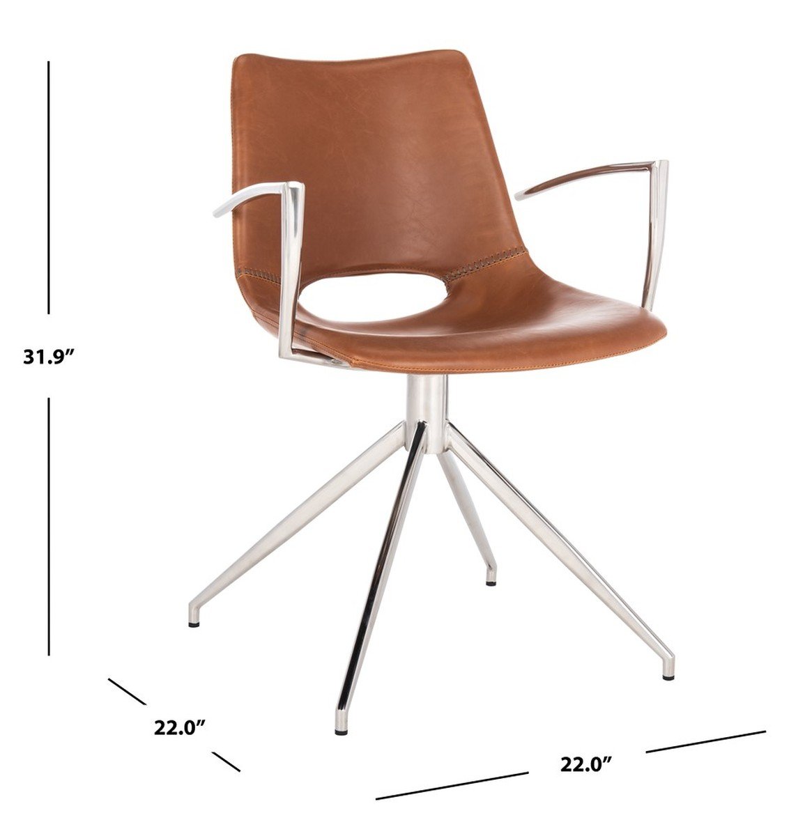Dawn Midcentury Modern Leather Swivel Office Chair