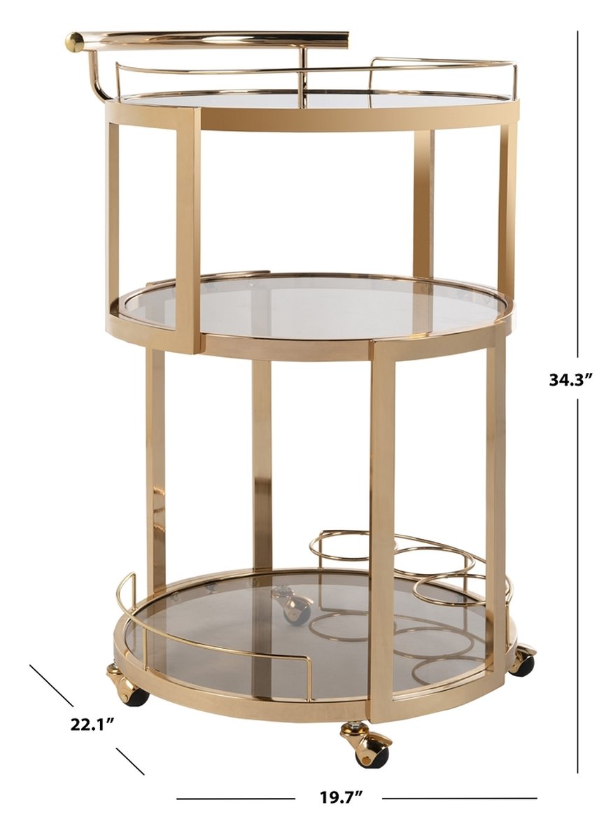 Rio 3 Tier Round Bar Cart And Wine Rack