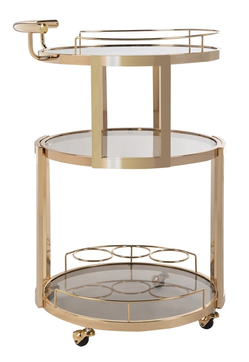 Rio 3 Tier Round Bar Cart And Wine Rack