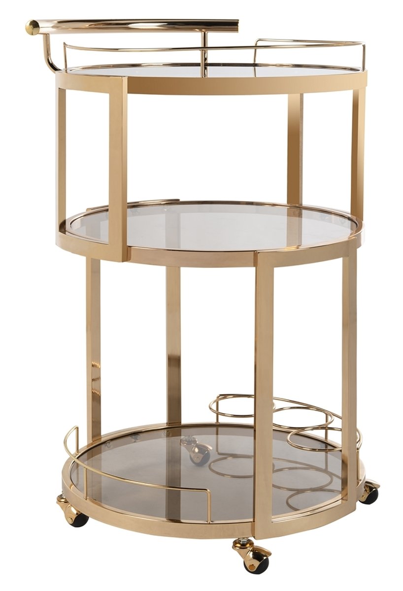 Rio 3 Tier Round Bar Cart And Wine Rack