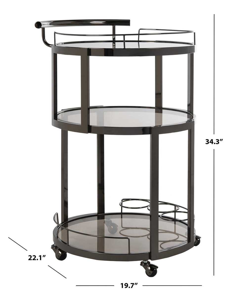 Rio 3 Tier Round Bar Cart And Wine Rack