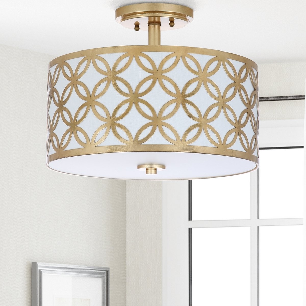 Cecily Leaf Trellis 3 Light 15-Inch Dia Flush Mount