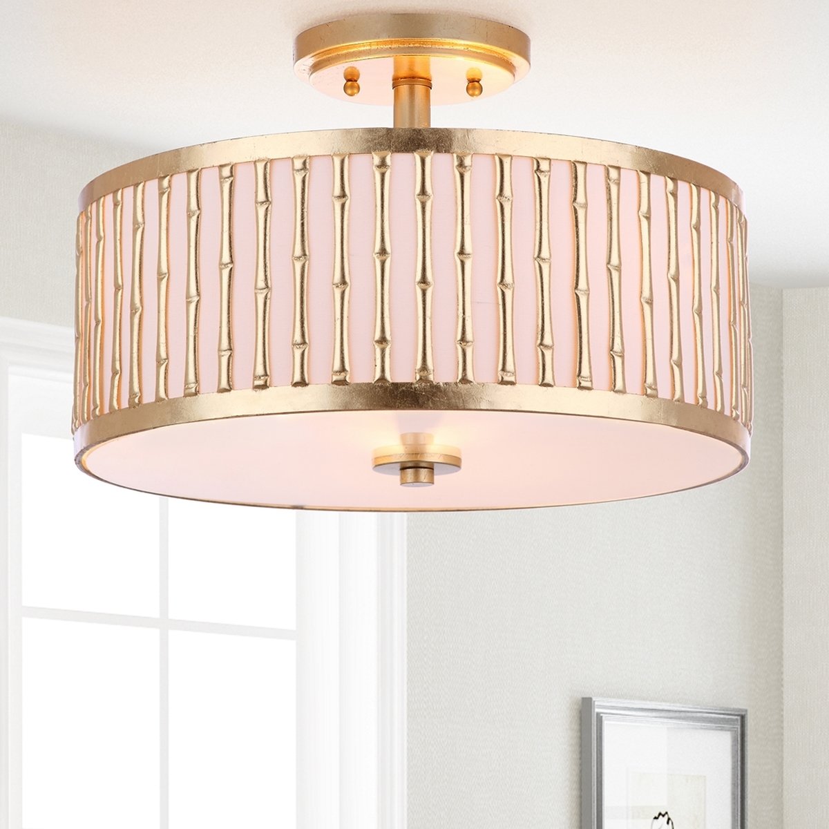 Pierce Bamboo 3 Light 15.25-Inch Dia Flush Mount