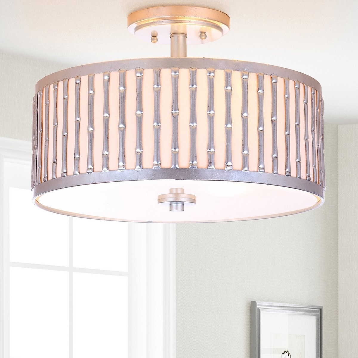 Pierce Bamboo 3 Light 15.25-Inch Dia Flush Mount