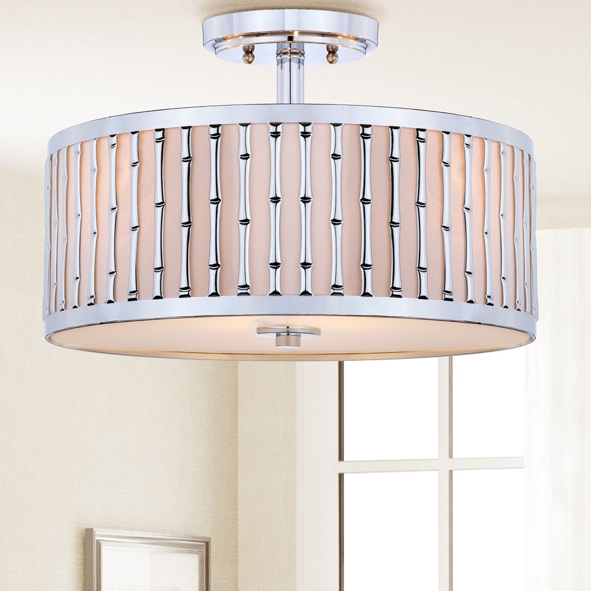 Pierce Bamboo 3 Light 15.25-Inch Dia Flush Mount