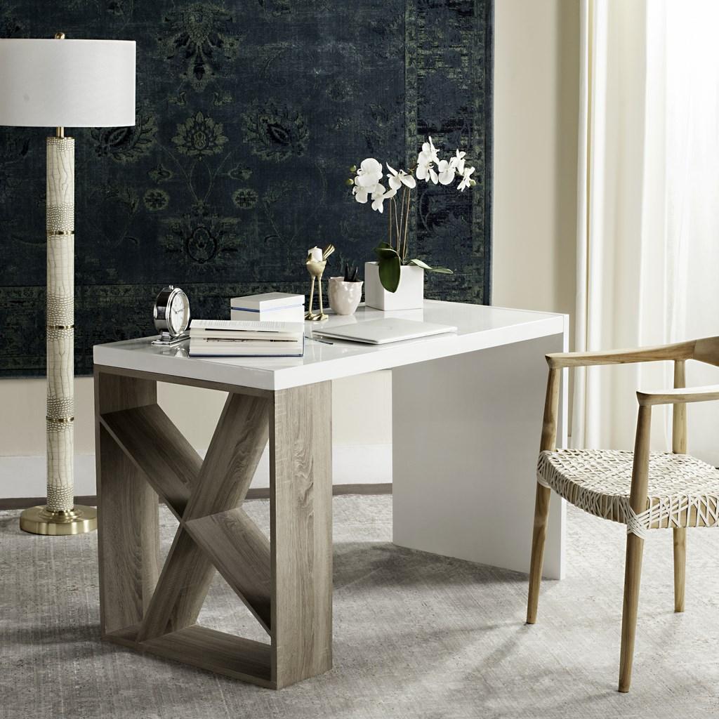 Carlene Modern Scandinavian Side Storage Lacquer Desk