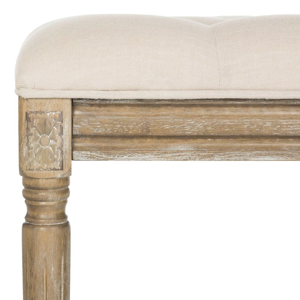 Rocha 19'' H French Brasserie Tufted Traditional Rustic Wood Bench