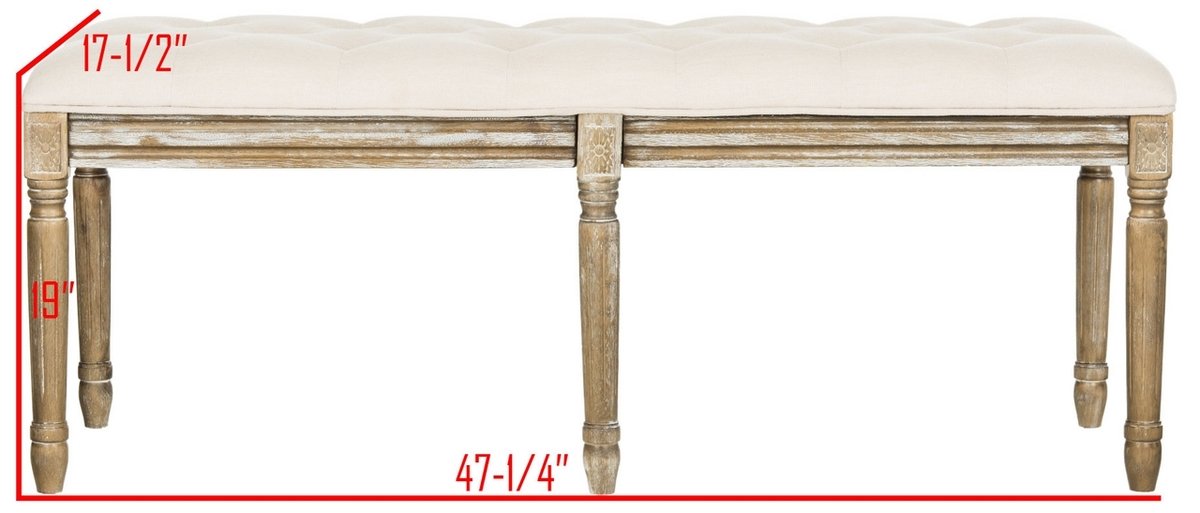 Rocha 19'' H French Brasserie Tufted Traditional Rustic Wood Bench