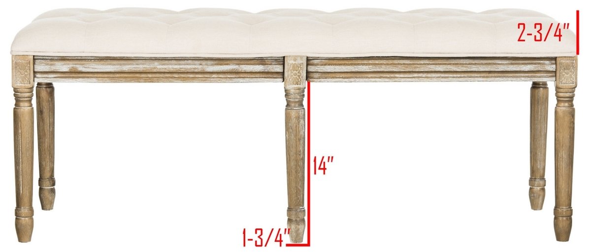 Rocha 19'' H French Brasserie Tufted Traditional Rustic Wood Bench