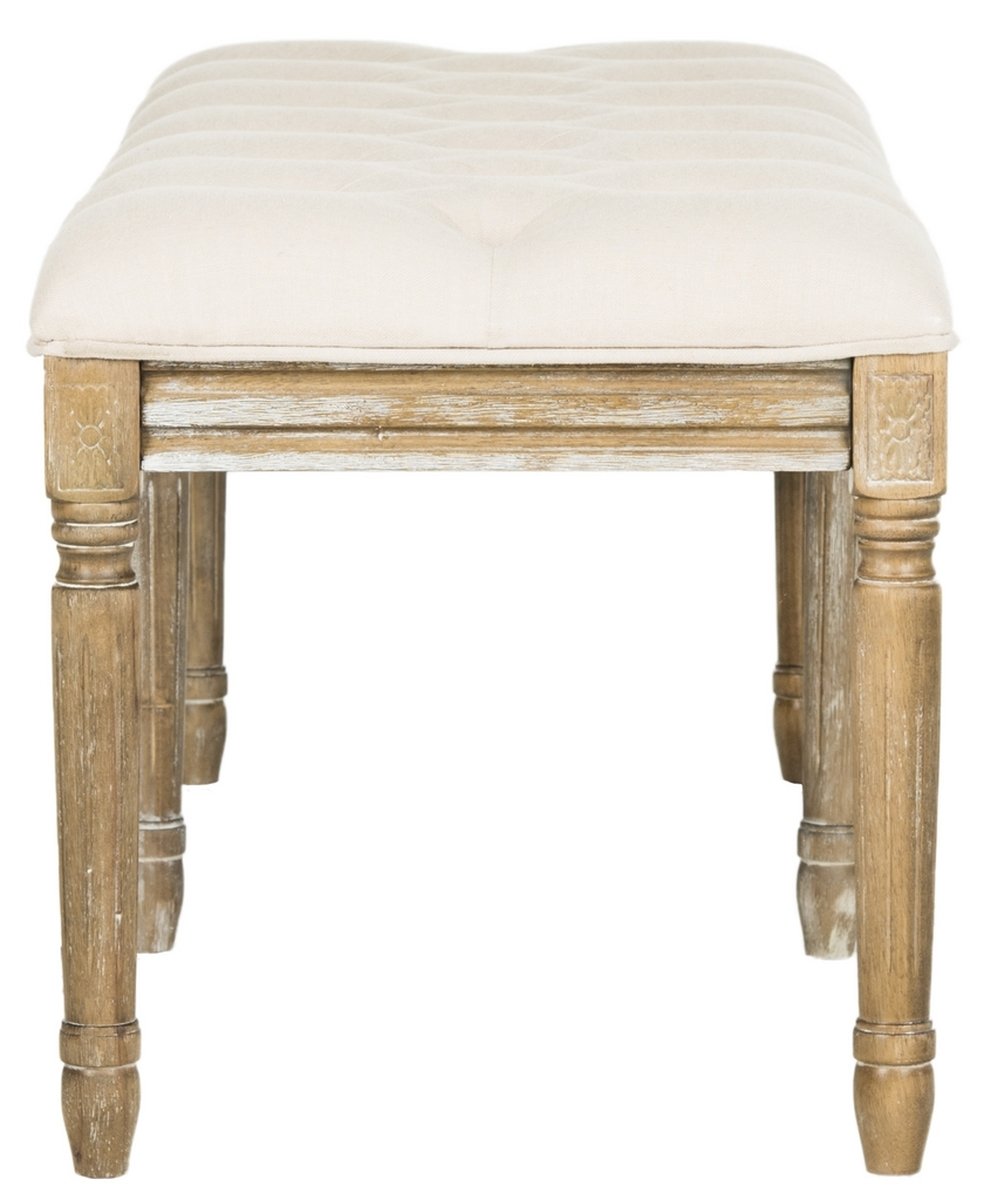 Rocha 19'' H French Brasserie Tufted Traditional Rustic Wood Bench