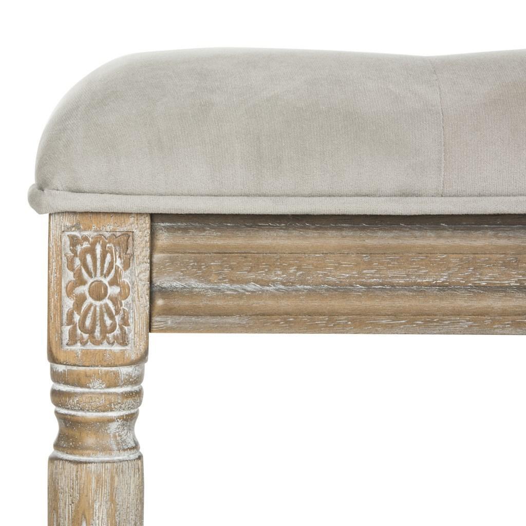 Rocha 19'' H French Brasserie Tufted Traditional Rustic Wood Bench