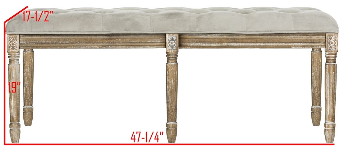 Rocha 19'' H French Brasserie Tufted Traditional Rustic Wood Bench