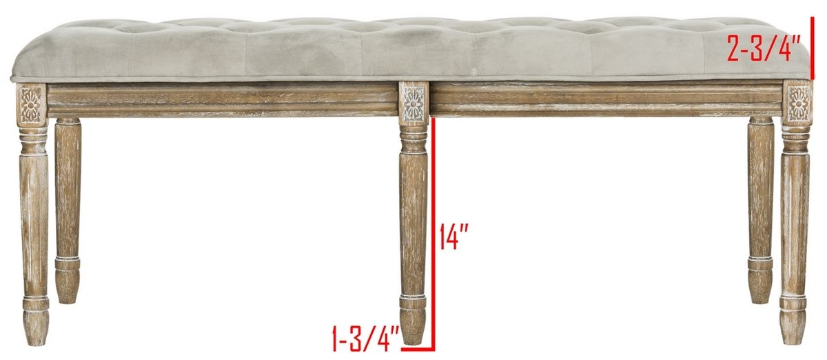 Rocha 19'' H French Brasserie Tufted Traditional Rustic Wood Bench