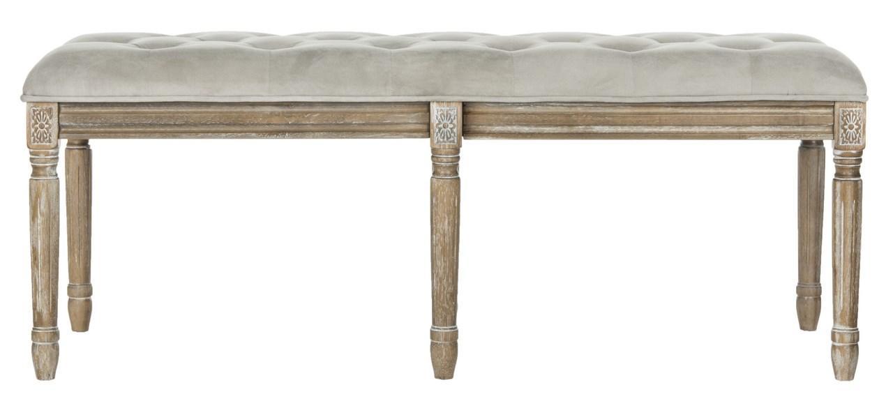 Rocha 19'' H French Brasserie Tufted Traditional Rustic Wood Bench