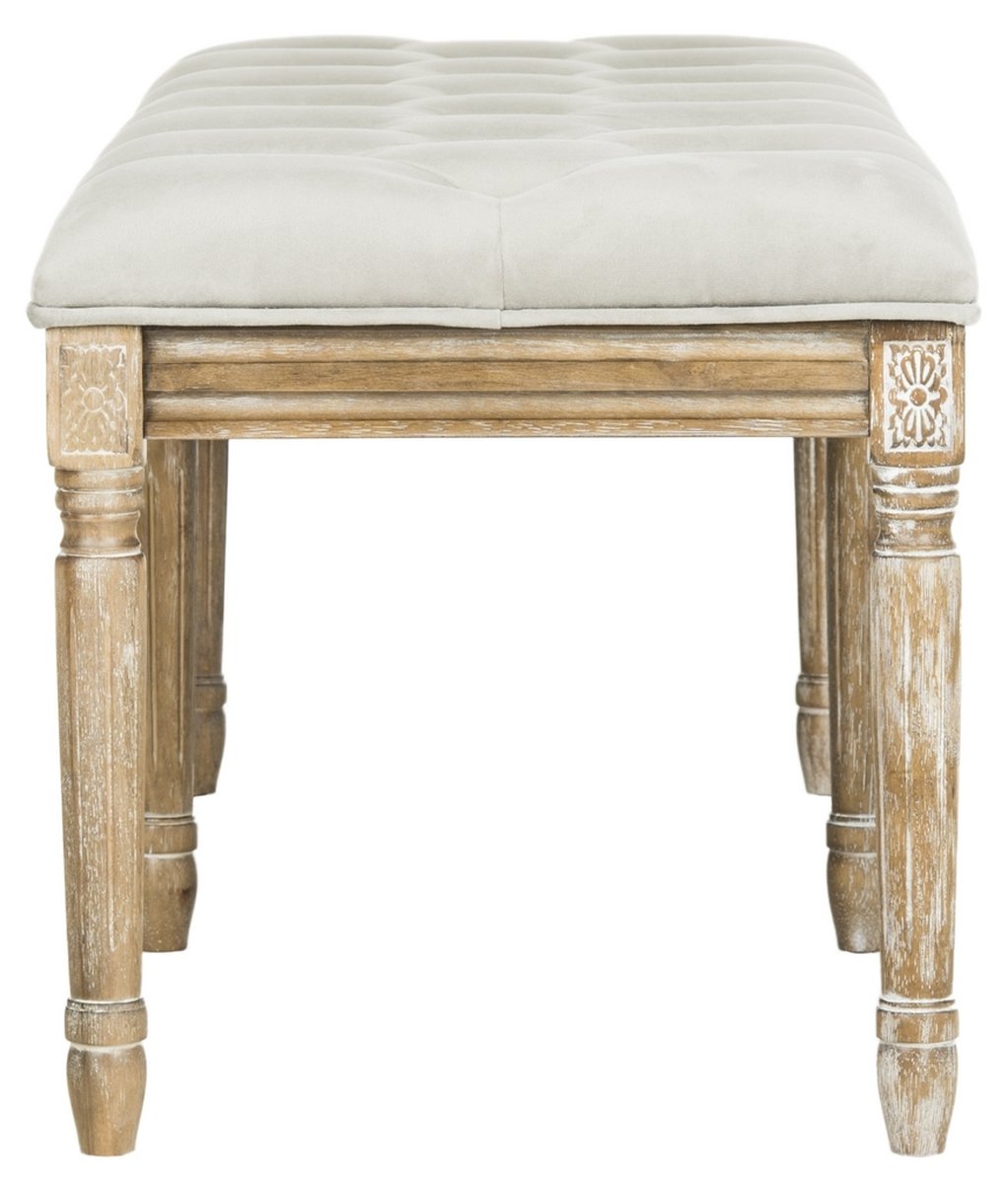 Rocha 19'' H French Brasserie Tufted Traditional Rustic Wood Bench
